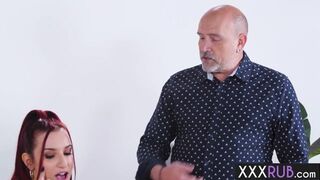 Big ass redhead MILF enjoys amazing 69 after she massage dick