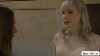 Shemale bride lets her brides maid suck and ride her shecock