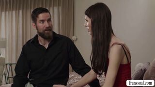 Shemale beauty Ava Holt rimjob and barebacked by stepdaddy